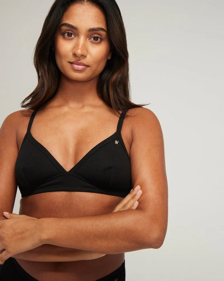 Nudea - Organic Cotton Easy Does It Bralette 2 Pack Black & White