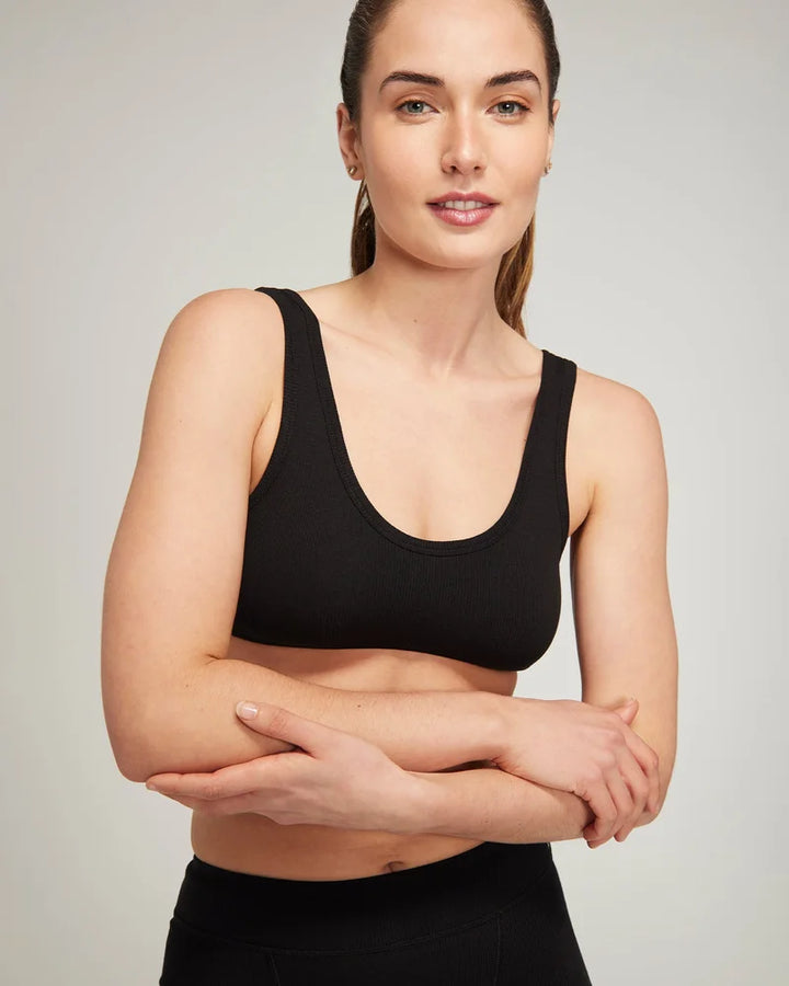 Nudea - Organic Cotton Dip Front Bralette Black