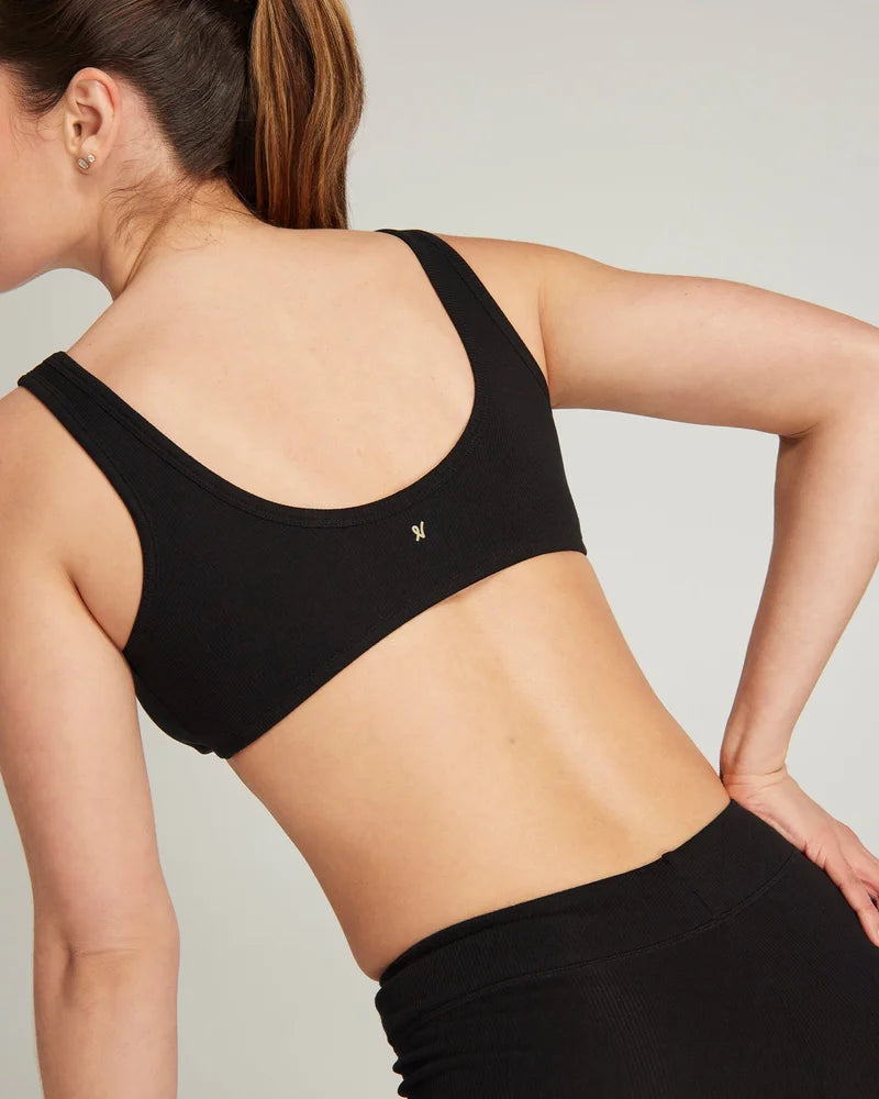 Nudea - Organic Cotton Dip Front Bralette 2 Pack Black & White