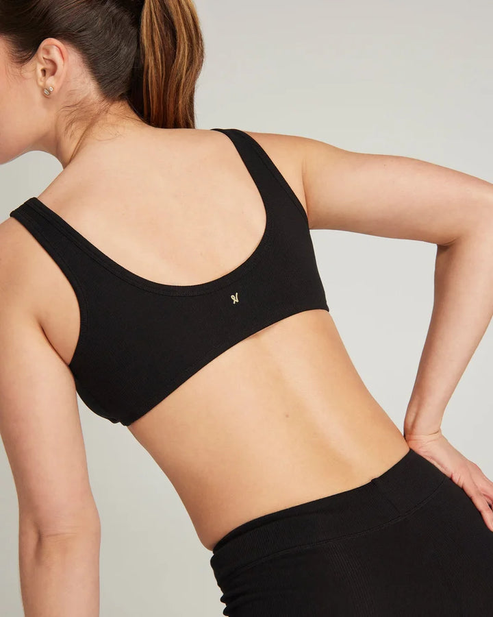 Nudea - Organic Cotton Dip Front Bralette Black