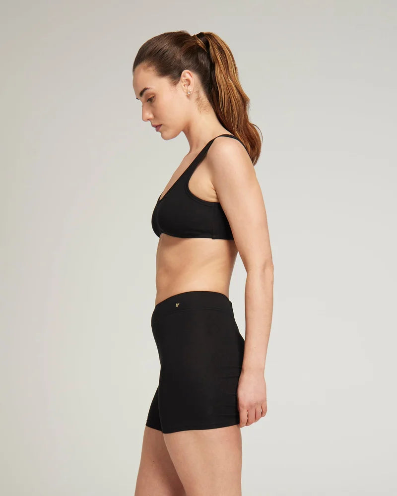 Nudea - Organic Cotton Dip Front Bralette Black