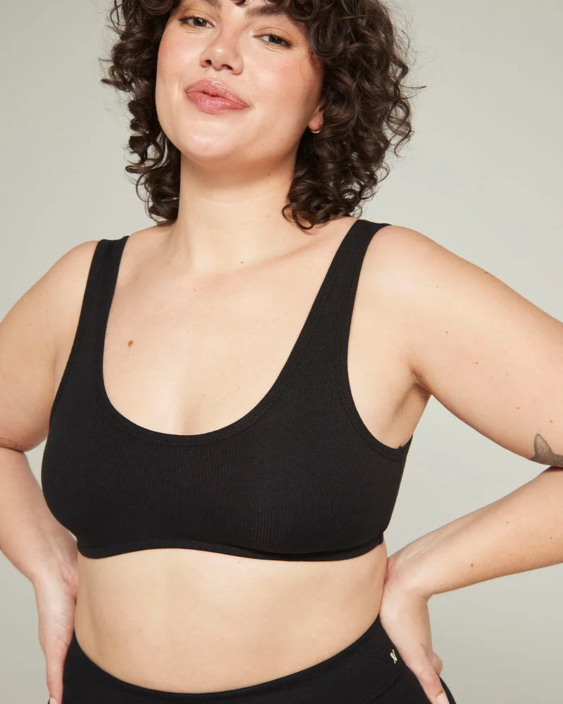 Nudea - Organic Cotton Dip Front Bralette Black