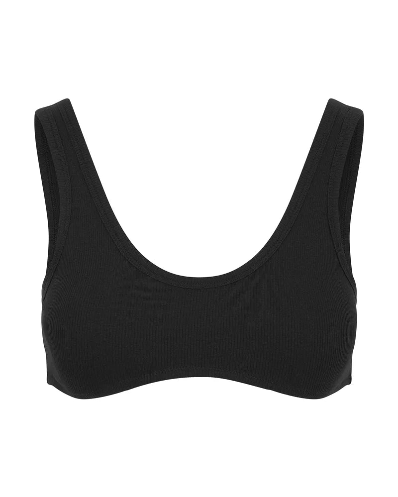 Nudea - Organic Cotton Dip Front Bralette Black