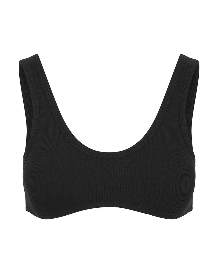 Nudea - Organic Cotton Dip Front Bralette Black