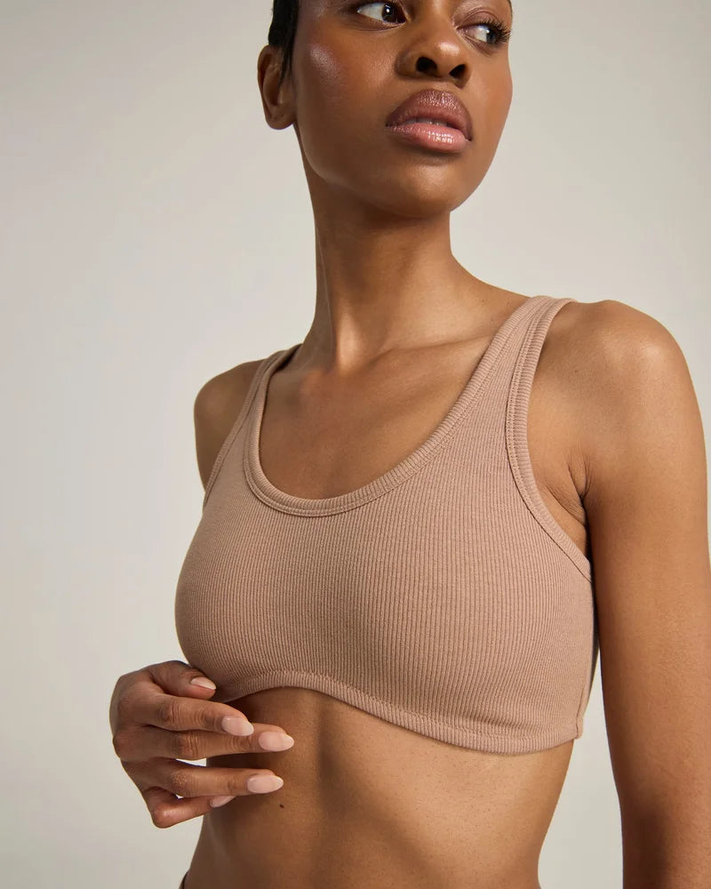 Nudea - Organic Cotton Dip Front Bralette Mocha