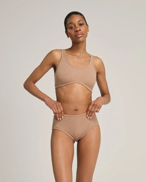 Nudea - Organic Cotton Dip Front Bralette Mocha