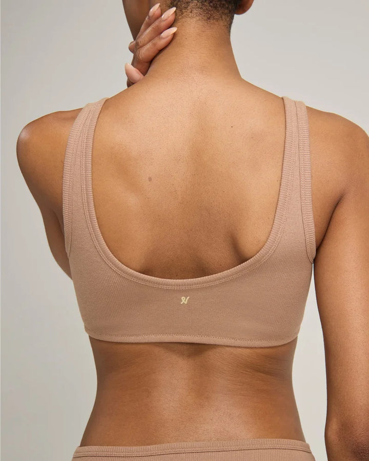 Nudea - Organic Cotton Dip Front Bralette Mocha