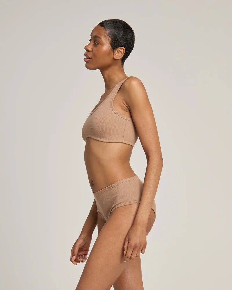 Nudea - Organic Cotton Dip Front Bralette Mocha