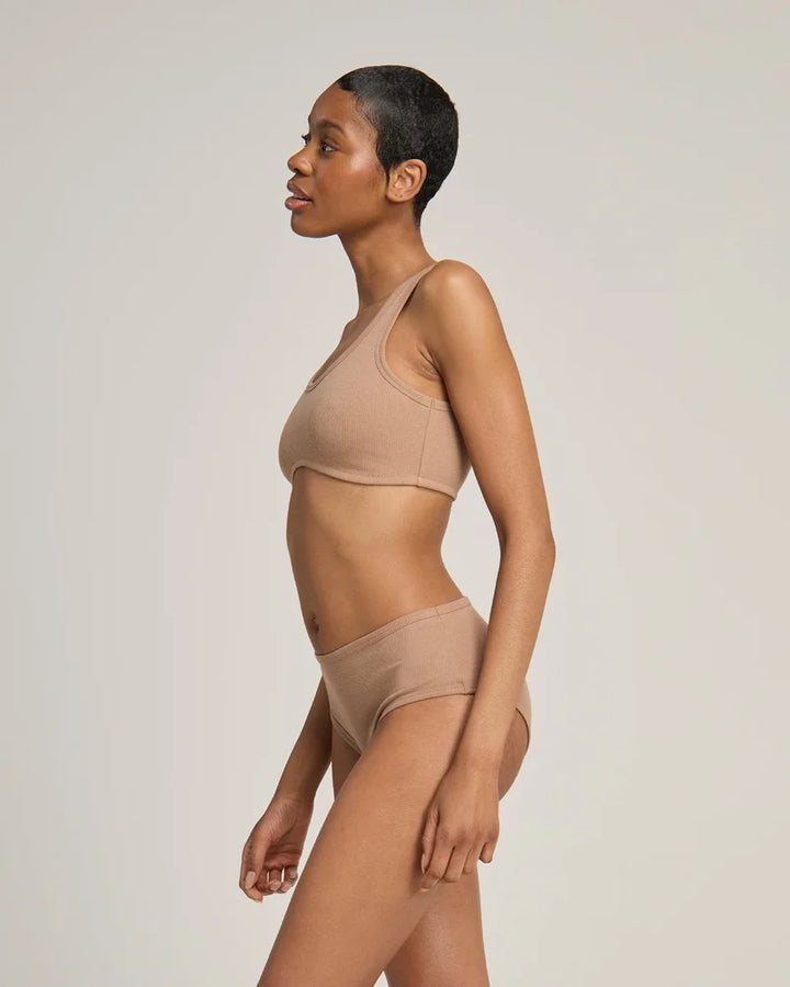 Nudea - Organic Cotton Dip Front Bralette Mocha
