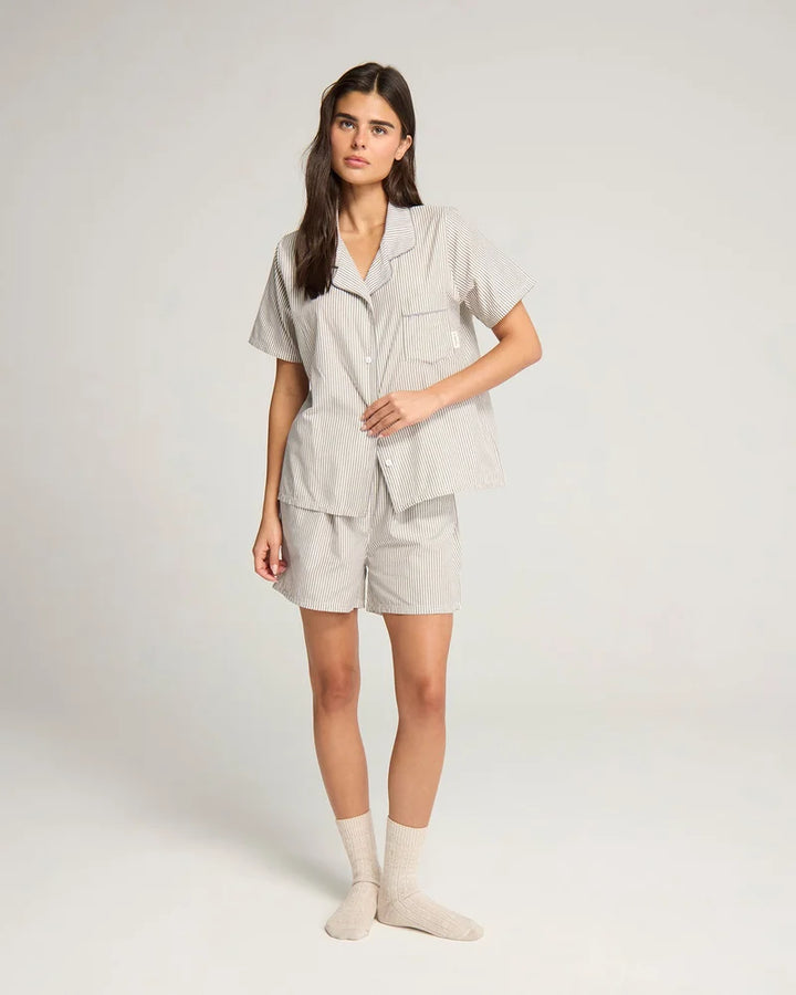 Nudea - Short PJ Set Dove Grey Stripe