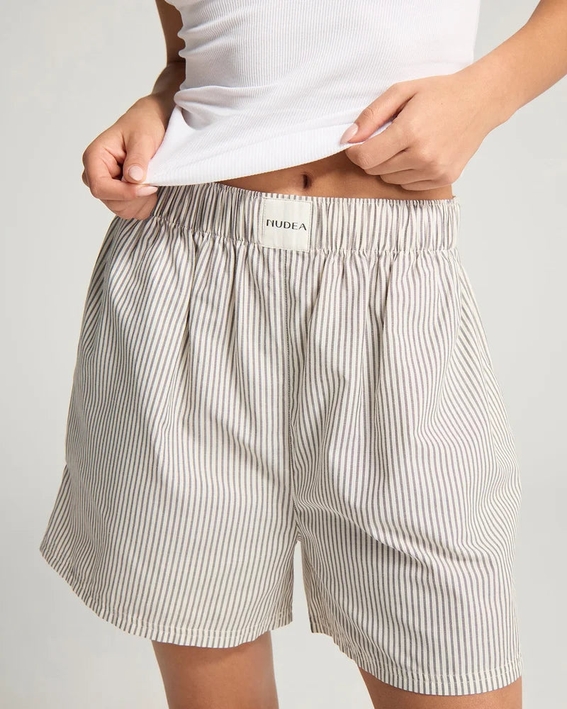 Nudea - Short PJ Set Dove Grey Stripe