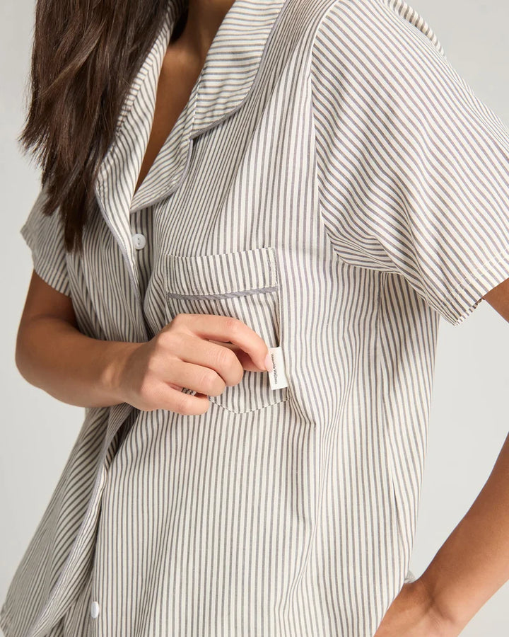 Nudea - Short PJ Set Dove Grey Stripe