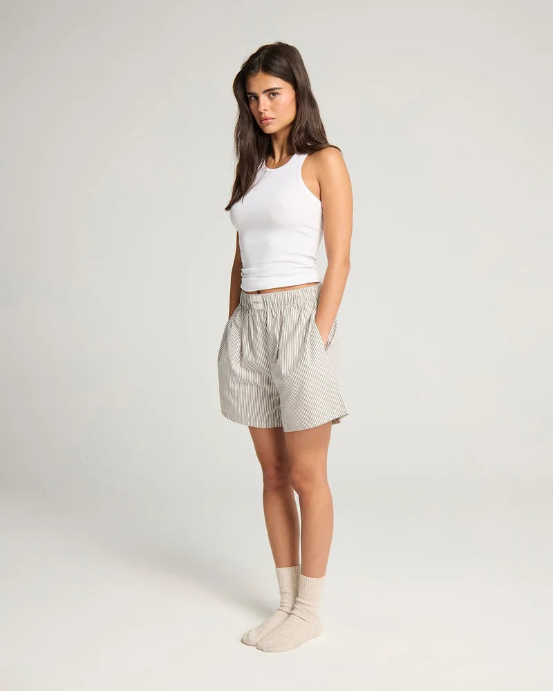 Nudea - Short PJ Set Dove Grey Stripe