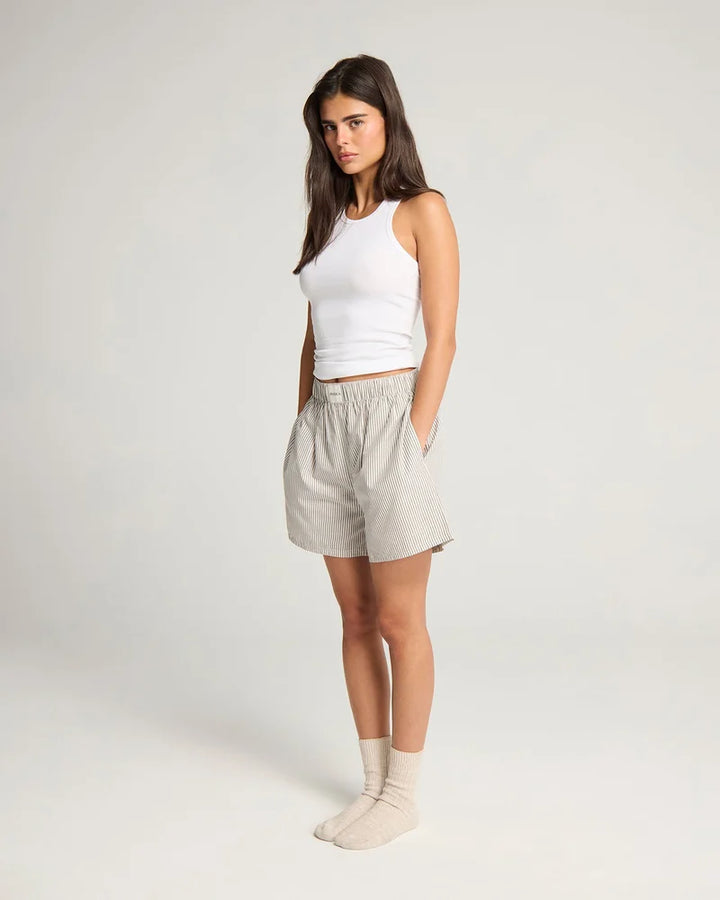 Nudea - Short PJ Set Dove Grey Stripe