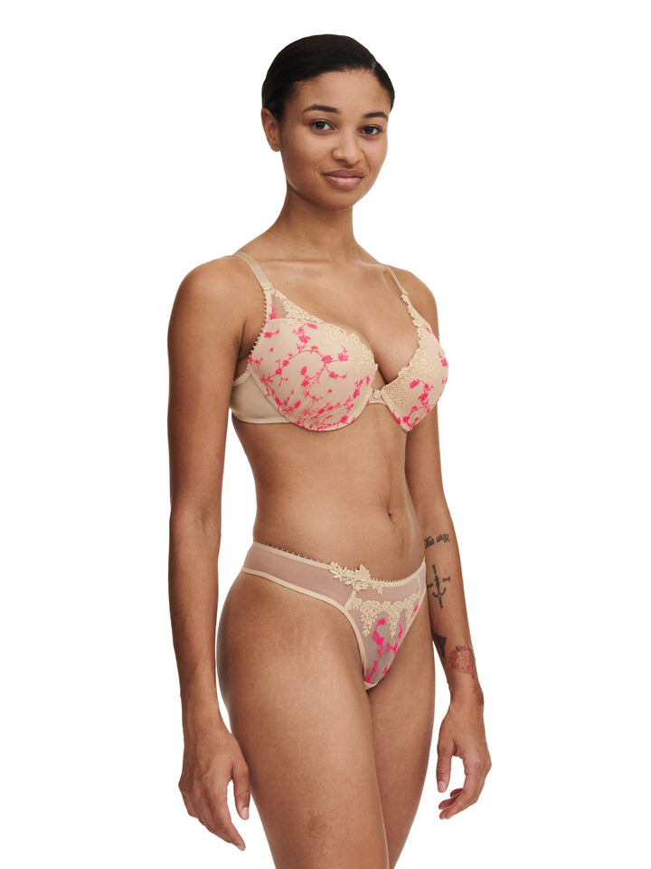 Passionata White Nights Push-Up Bra - Dune / Fluo Pink Push Up Bra Passionata 