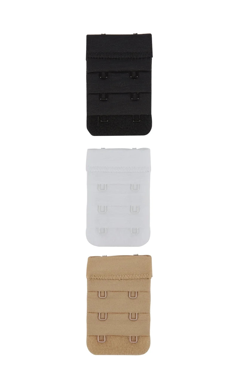 Secret Weapons - Bra Bits 3 Pack Bra Extenders 2 Hook Black, Nude & White