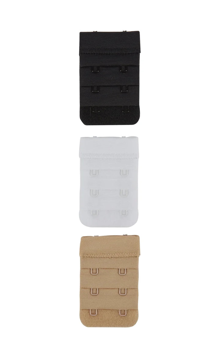 Secret Weapons - Bra Bits 3 Pack Bra Extenders 2 Hook Black, Nude & White