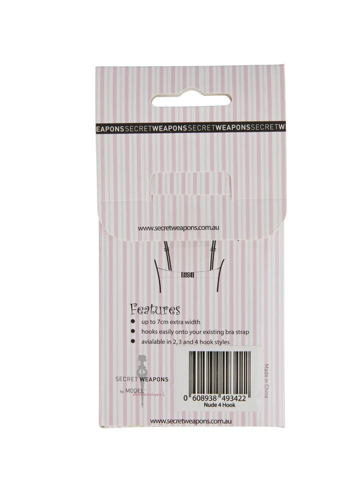 Secret Weapons - Bra Bits 3 Pack Bra Extenders 2 Hook Black, Nude & White