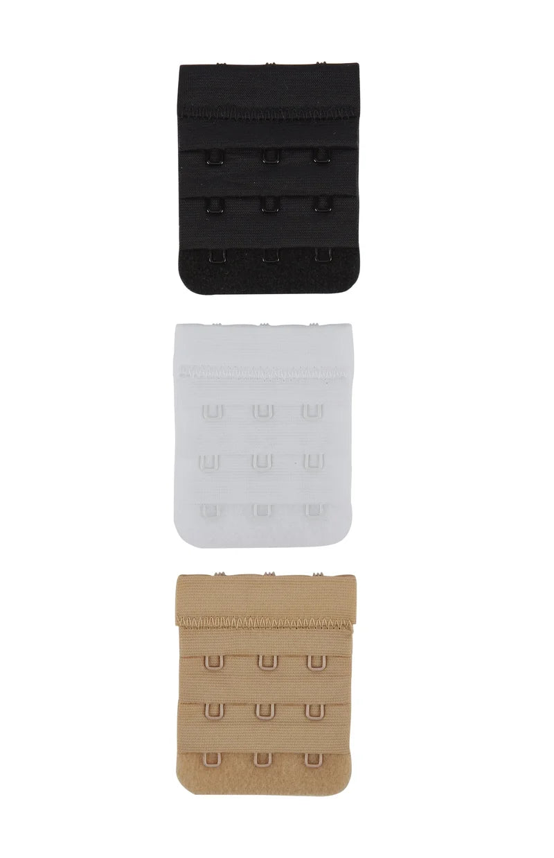 Secret Weapons - Bra Bits 3 Pack Bra Extenders 3 Hook Black, Nude & White