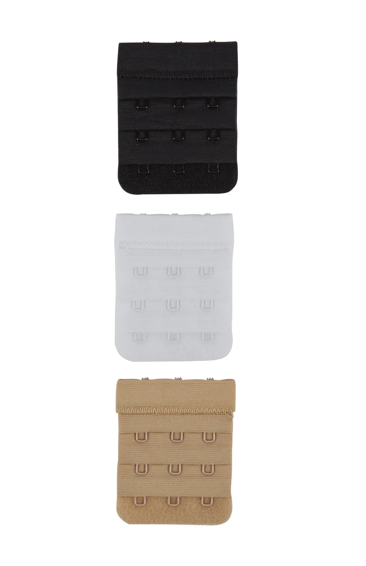 Secret Weapons - Bra Bits 3 Pack Bra Extenders 3 Hook Black, Nude & White