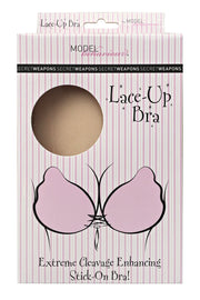 Secret Weapons - Va Va Voom Cleavage Lace Up Bra Nude