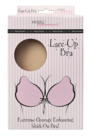 Secret Weapons - Va Va Voom Cleavage Lace Up Bra Nude