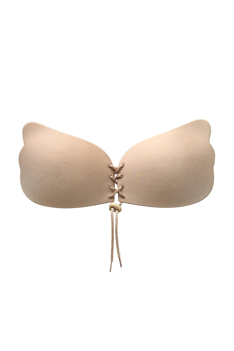 Secret Weapons - Va Va Voom Cleavage Lace Up Bra Nude