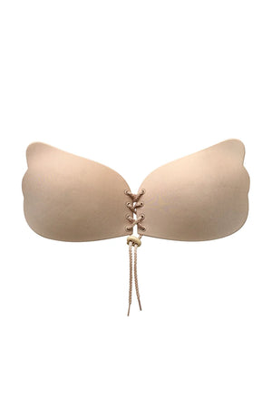 Secret Weapons - Va Va Voom Cleavage Lace Up Bra Nude