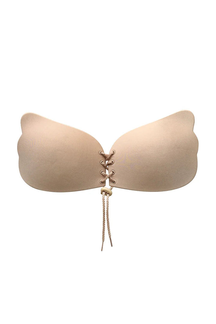 Secret Weapons - Va Va Voom Cleavage Lace Up Bra Nude