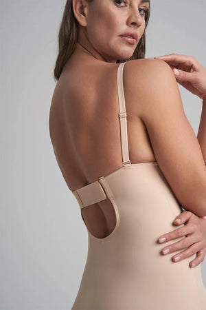 ByeBra - Sculpting Shapewear (Strong Support) Sculpting Bodysuit Deep V Beige