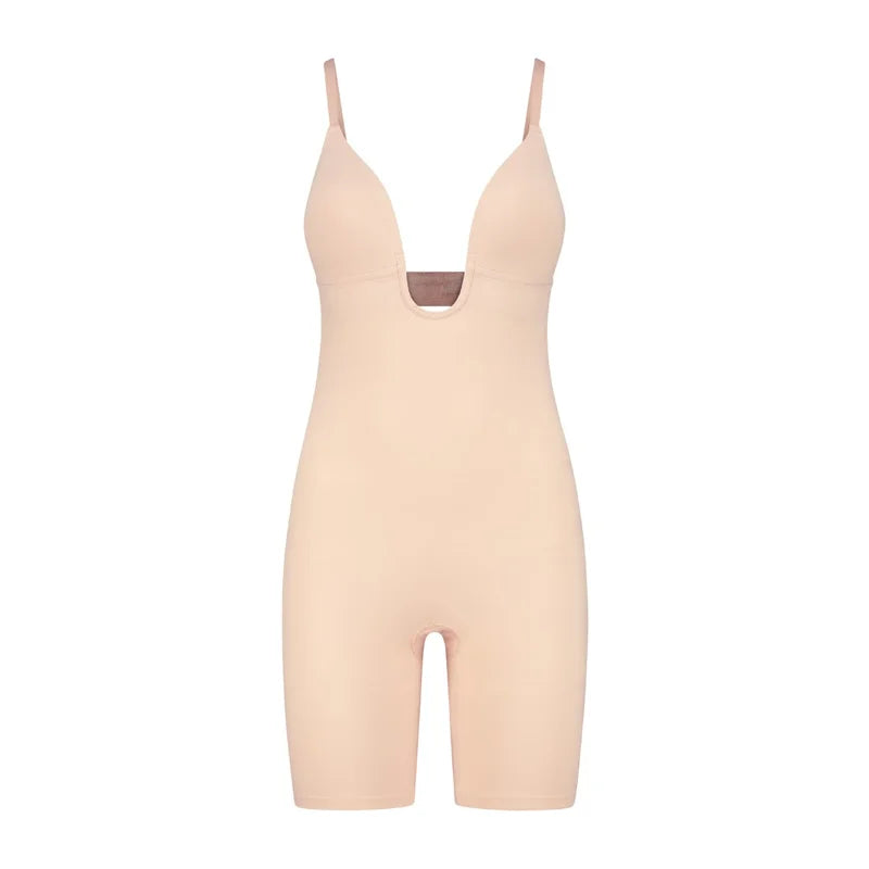 ByeBra - Sculpting Shapewear (Strong Support) Sculpting Bodysuit Deep V Beige