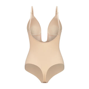 ByeBra - Sculpting Shapewear (Strong Support) Sculpting Bodysuit Deep V Thong Beige