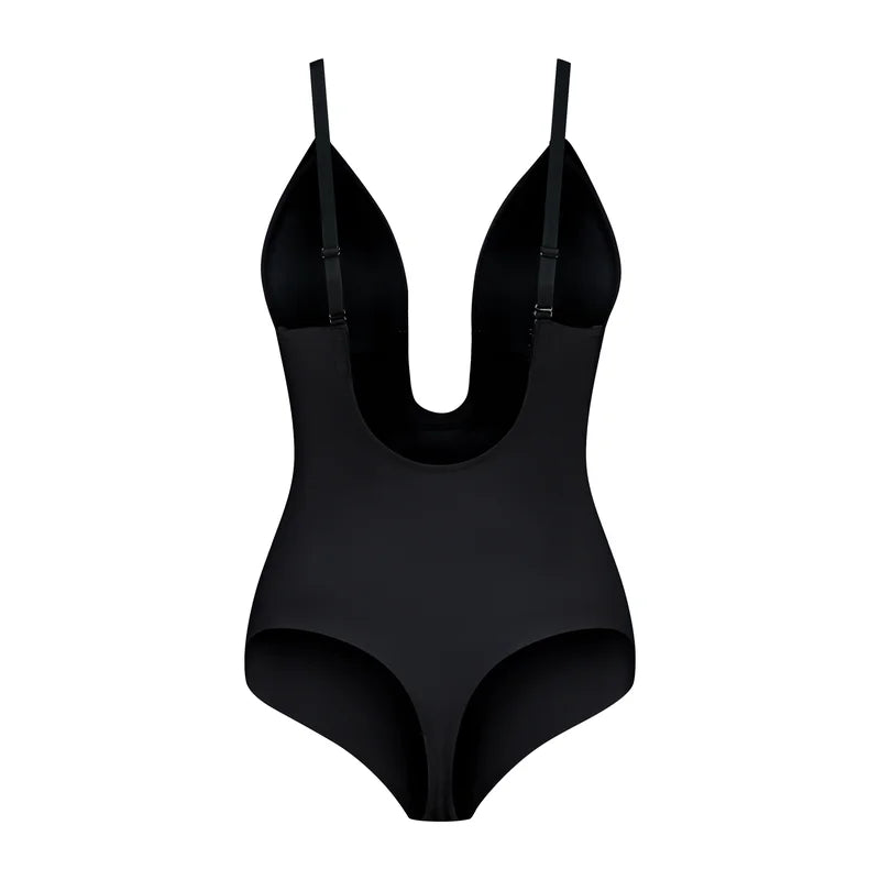 ByeBra - Sculpting Shapewear (Strong Support) Sculpting Bodysuit Deep V Thong Black