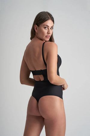 ByeBra - Sculpting Shapewear (Strong Support) Sculpting Bodysuit Deep V Thong Black