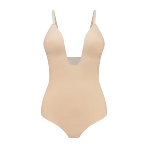 ByeBra - Sculpting Shapewear (Strong Support) Sculpting Bodysuit Deep V Thong Beige
