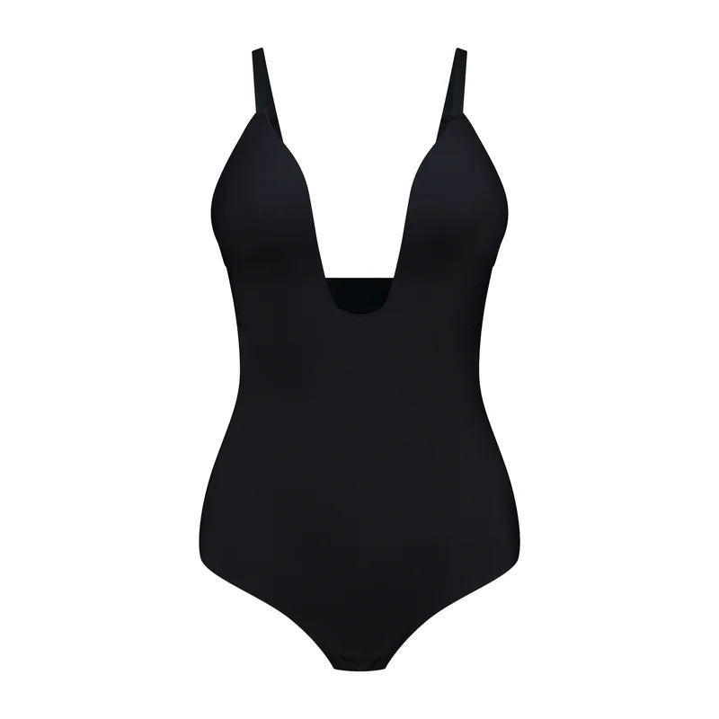 ByeBra - Sculpting Shapewear (Strong Support) Sculpting Bodysuit Deep V Thong Black