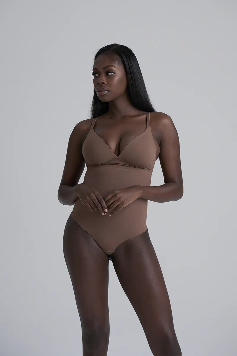 ByeBra - Sculpting Shapewear (Strong Support) Sculpting High Waist Thong Cocoa