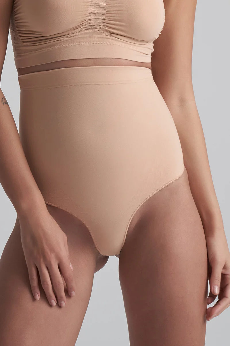 ByeBra - Seameless Shapewear (Strong Support) Soft Touch High Waist Thong Beige