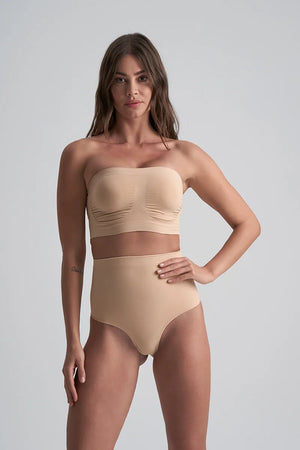 ByeBra - Seameless Shapewear (Strong Support) Soft Touch Mid Waist Thong Beige