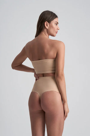 ByeBra - Seameless Shapewear (Strong Support) Soft Touch Mid Waist Thong Beige