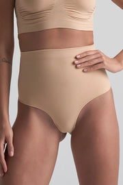 ByeBra - Seameless Shapewear (Strong Support) Soft Touch Mid Waist Thong Beige