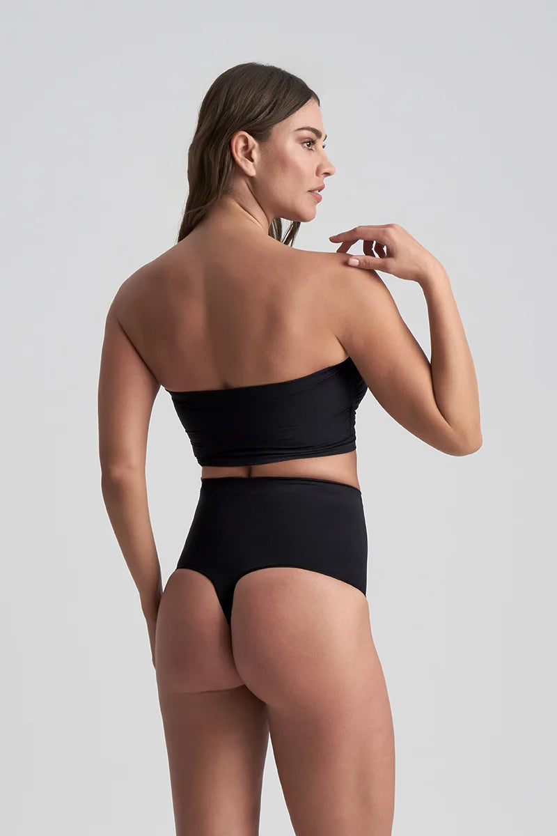 ByeBra - Seameless Shapewear (Strong Support) Soft Touch Mid Waist Thong Black