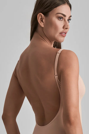 ByeBra - Seameless Shapewear (Strong Support) Soft Touch Bodysuit Ultra Low Back Beige