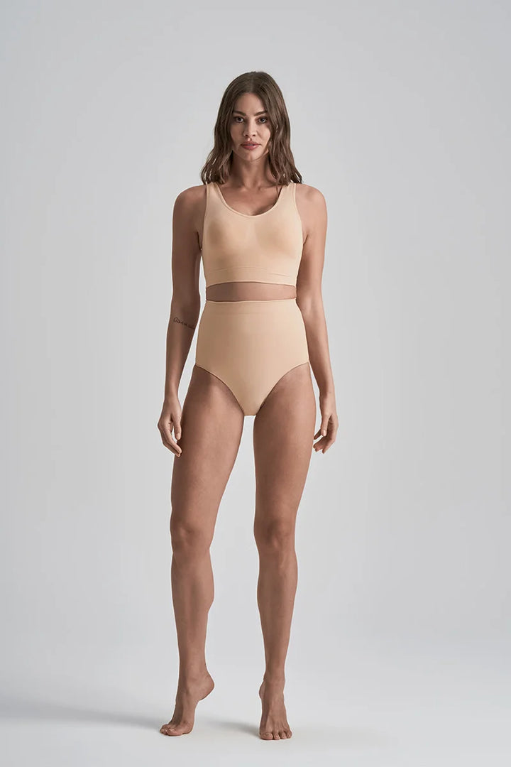 ByeBra - Seameless Shapewear (Strong Support) Soft Touch Mid Waist Brief Beige