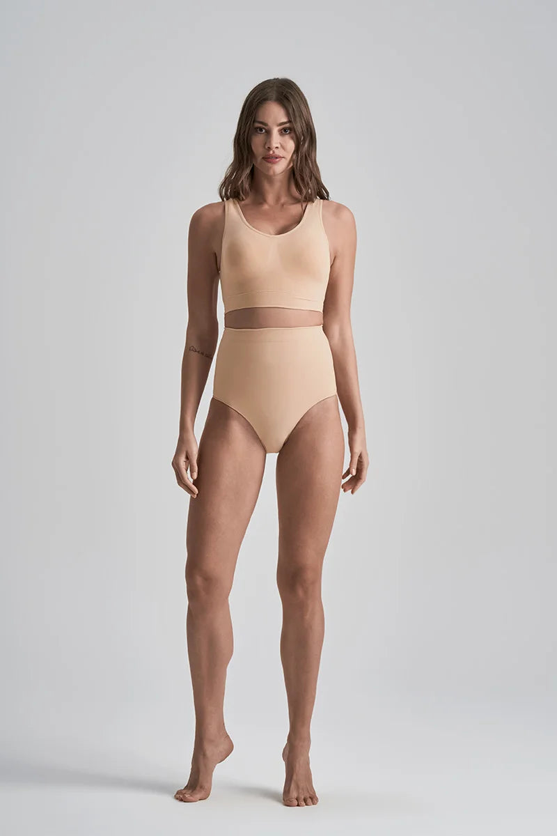 ByeBra - Seameless Shapewear (Strong Support) Soft Touch Mid Waist Brief Beige