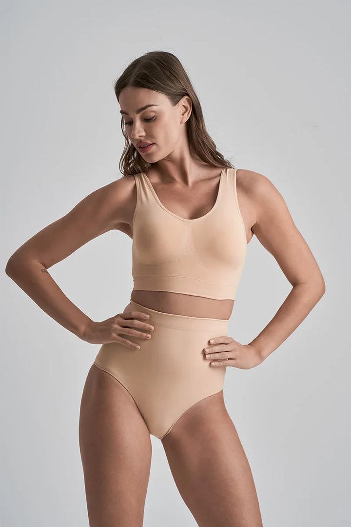 ByeBra - Seameless Shapewear (Strong Support) Soft Touch Mid Waist Brief Beige