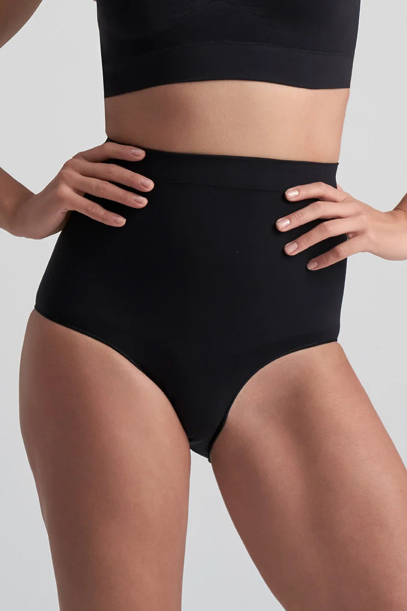 ByeBra - Seameless Shapewear (Strong Support) Soft Touch Mid Waist Brief Black