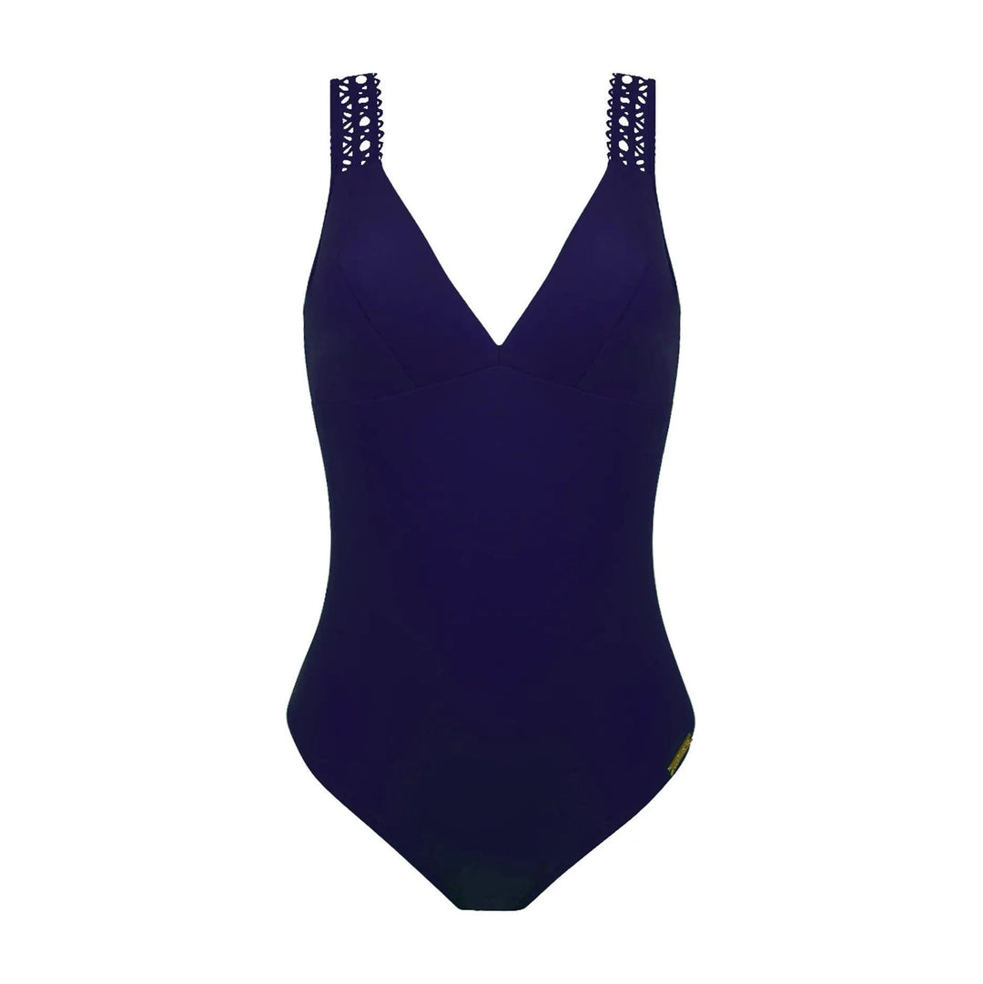 Lise Charmel - Ajourage Couture 논 와이어 플런지 수영복 Bleu Crystal Unwired Swimsuit Lise Charmel 수영복