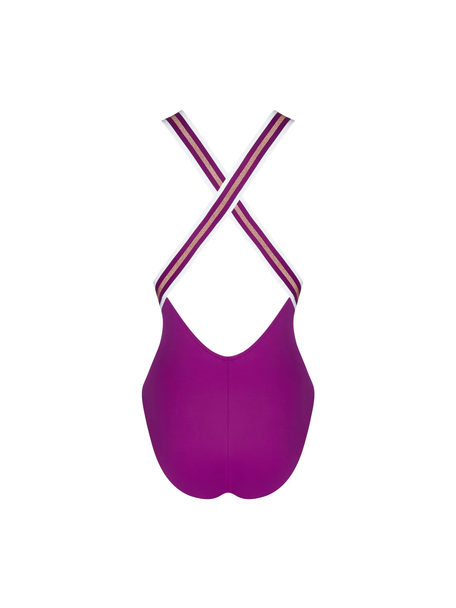 Lise Charmel Swimwear - Energie Nautique Non Wired Crossed Back Swimsuit Cassis Gold