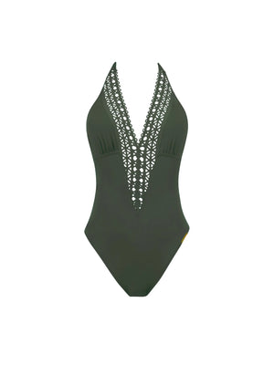 Lise Charmel Swimwear - Ajourage Couture Plunging Back and Front Halter Swimsuit Eclat Aventure